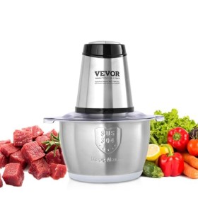 VEVOR Hachoir Électrique Multifonctionnel 400 W Hachoir à Viande avec Bol Inox 2 L 8 Tasses Lame Inox à 4 Ailettes Multi Moul