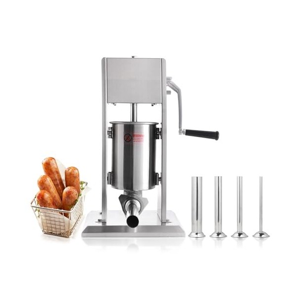HAKKA BROTHERS Hakka Machine à remplir les saucisses verticales en acier inoxydable à 2 vitesses avec quatre tubes, machine à