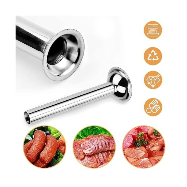 Lot de 3 tubes de remplissage de saucisse en acier inoxydable - 12/19/32 mm - Fixation pour hachoir à viande - Tubes de rempl
