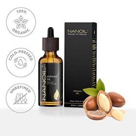 Huile d’Argan Nanoil Argan Oil 50ml – Huile d’argan naturelle, pressée à froid et non-raffinée pour les soins du visage, du c