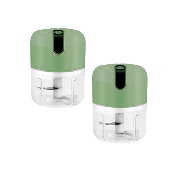 SPORWAY Lot de 2 Mini Hachoir Électrique: 250ml Hachoirs à Oignons Électriques USB, Alimentaire Processeur de Hachoir, Mini R