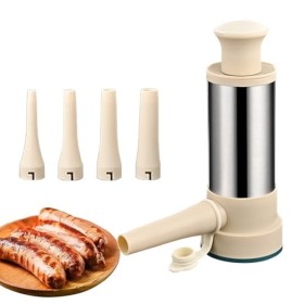 Machine De Remplissage De Saucisses, 2 En 1 Poussoir a Saucisse Manuel, Poussoir Saucisse Inox, Avec 4 Tubes De Remplissage D