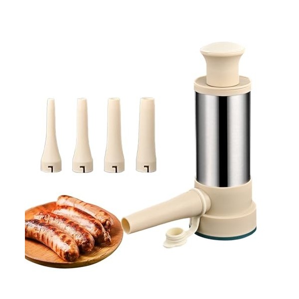 Machine De Remplissage De Saucisses, 2 En 1 Poussoir a Saucisse Manuel, Poussoir Saucisse Inox, Avec 4 Tubes De Remplissage D