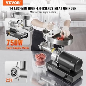 VEVOR Hachoir à Viande Électrique Capacité 6,35 kg/min, Hachoir Électrique Commercial de Comptoir, Poussoir à Saucisses en Ac