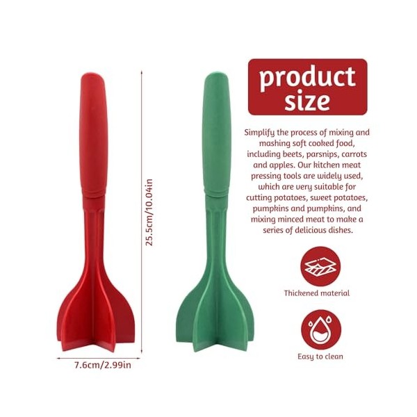 Lot de 2 déchiqueteuses à viande, tampons de viande, de cuisine, en nylon, hachoir à viande, hachoir à viande, hachoir à vian