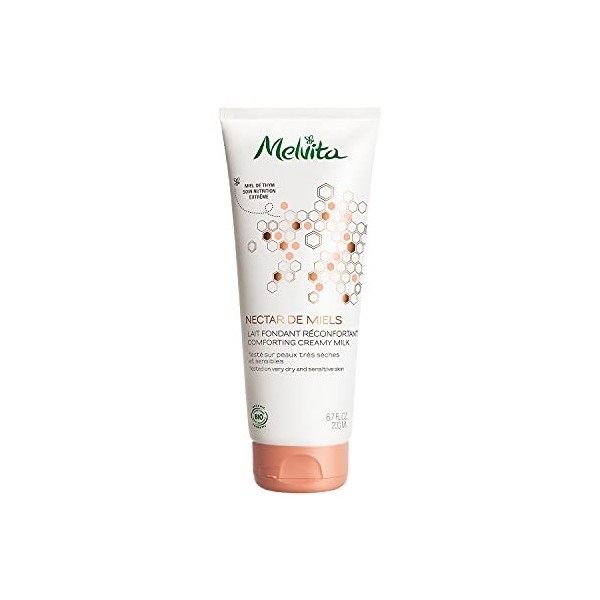 Melvita Lait Corps Hydratant/Nourrissant Nectar de Miels au Miel de Thym Bio Tube, 200 ml, 1 Unité