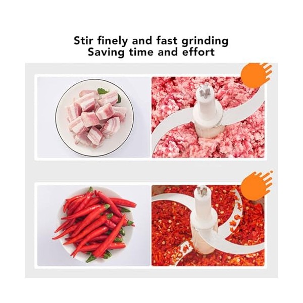 Robot Culinaire électrique en Acier Inoxydable, Mélangeur C avec 2 Vitesses, pour Hacher Efficacement la Viande et les Légume
