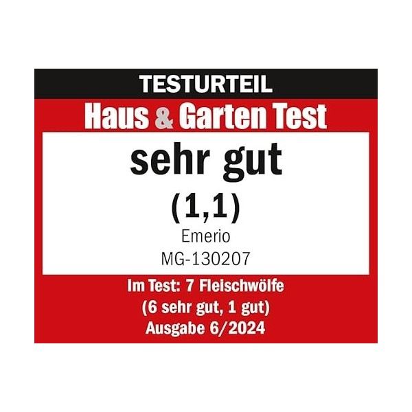 Emerio MG-130207 Hachoir à viande électrique 3 inserts de viande fine/moyenne/grossière , accessoire à charcuterie, accessoi