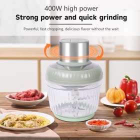 Hoapin Hachoir Électrique 400 W, Hachoir à Viande Avec Bol Verre 2,5 L + 0,8 L + 0,5 L, 3 Niveaux de Vitesse, Mixeur Bebe Pou