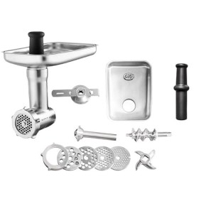 Kitty Professional Hachoir à viande en acier inoxydable pour robot de cusine avec disques perforés, couteau hachoir, tube de 