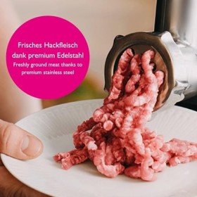 Kitty Professional Hachoir à viande en acier inoxydable pour robot de cusine avec disques perforés, couteau hachoir, tube de 