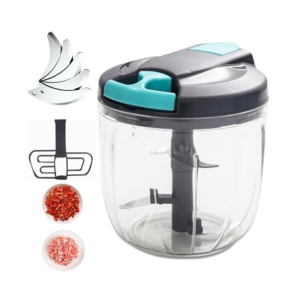 Hachoir à oignons, 900 ml, hachoir à légumes, hachoir manuel pour salade, viande, ail, noix, fruits, herbes, accessoires de c