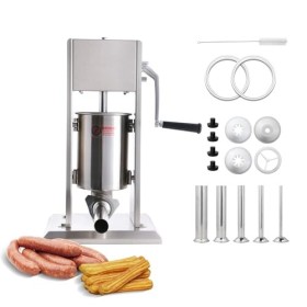 HAKKA BROTHERS Hakka Machine à remplir de saucisses verticales en acier inoxydable à 2 vitesses avec cinq tubes et churros, m