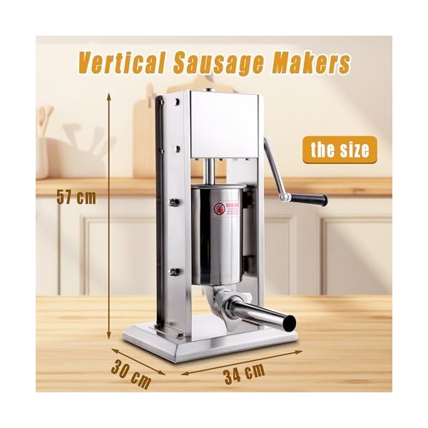 HAKKA BROTHERS Hakka Machine à remplir de saucisses verticales en acier inoxydable à 2 vitesses avec cinq tubes et churros, m