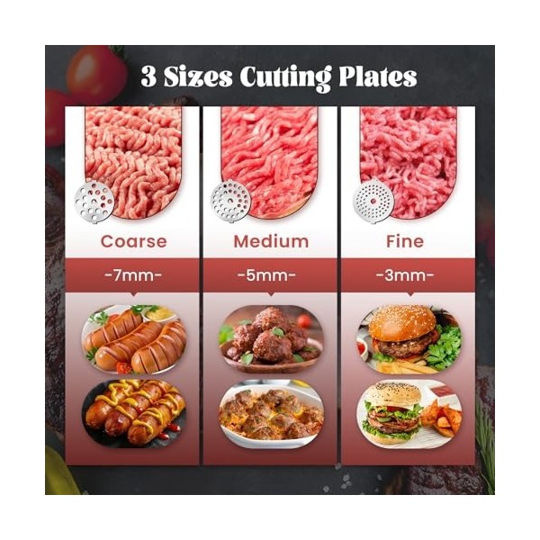 Huanyu Hachoir Électrique Hachoir a Viande Electrique Multi-fonctions Hachoir a Viande avec Poussoir a Saucisse Hachoir Élect