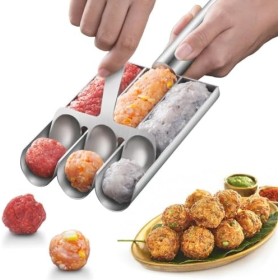 SkyJoy®fleischbällchen Former.Krokettenmaschine aus Edelstahl 304 mit Löffel, Krokettenlöffelmaschine.Küche 3 Kanal Frikadell