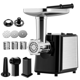 2000W Hachoir a Viande Electrique,Helangel Hachoir Électrique avec 3 Plaques de Coupe Hachoir à viande polyvalent avec Pousso