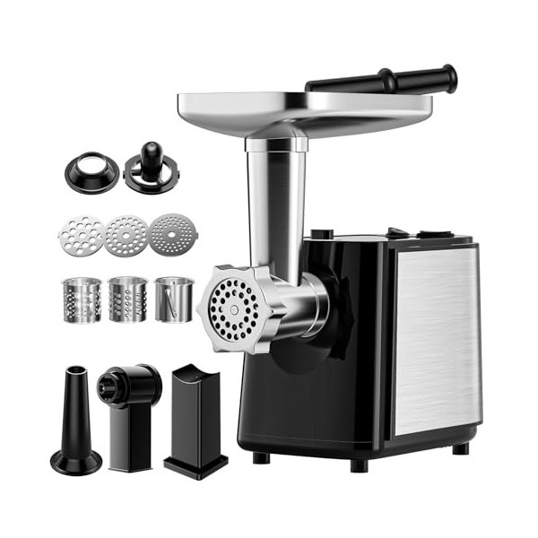 2000W Hachoir a Viande Electrique,Helangel Hachoir Électrique avec 3 Plaques de Coupe Hachoir à viande polyvalent avec Pousso