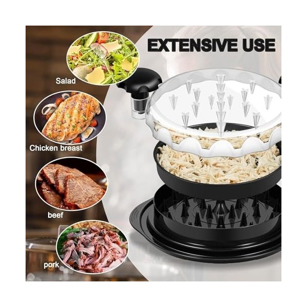 Déchiqueteuse de poulet de 25 cm, outil de déchiqueteuse de viande visible, sans BPA, passe au lave-vaisselle, pour porc effi