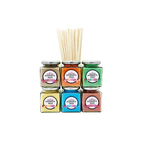 Hopser Food Fun Sucre à barbe à papa dans un bocal en verre pour machine à barbe à papa avec 50 bâtons de barbe à papa | Sucr