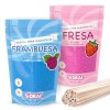 SIDRAL-Sucre Barbe à papa , pour machine à coton 2 x 250 gr avec 20 bâtons recyclables pour dégustation FRAISE/FRAMBOISE 