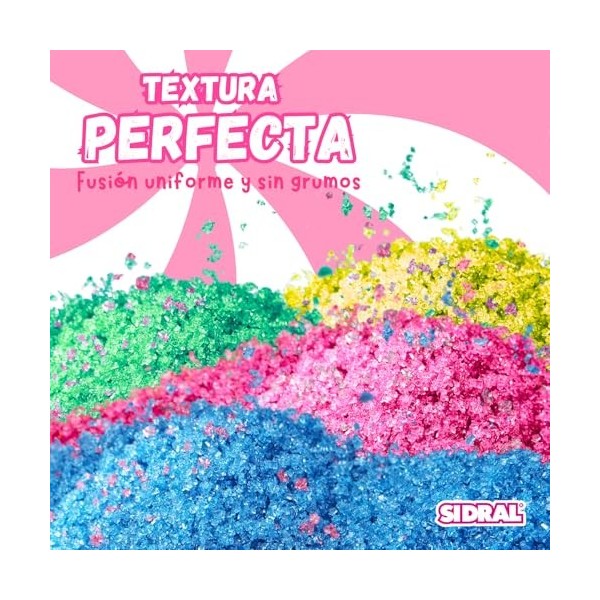 SIDRAL - 50 MONODOSE- Dégustation Sucre pour Sucre pour barbe à papa pour Machine /10 saveurs:Melon, Banane, Fraise, Caramel,