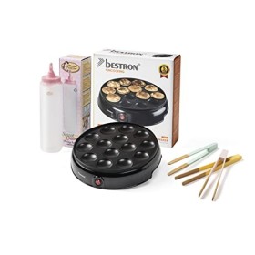 Bestron Poffertjesmaker - Kit économique avec bouteille à pâte et 3 pinces de service - Idéal pour Noël, Pâques ou anniversai