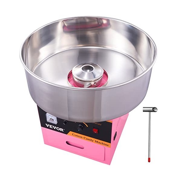 VEVOR Machine à Barbe à Papa Professionnelle 1000W Appareil à Barbe à Papa Commercial 6 PCs/min Grand Bol en Inox Alimentaire