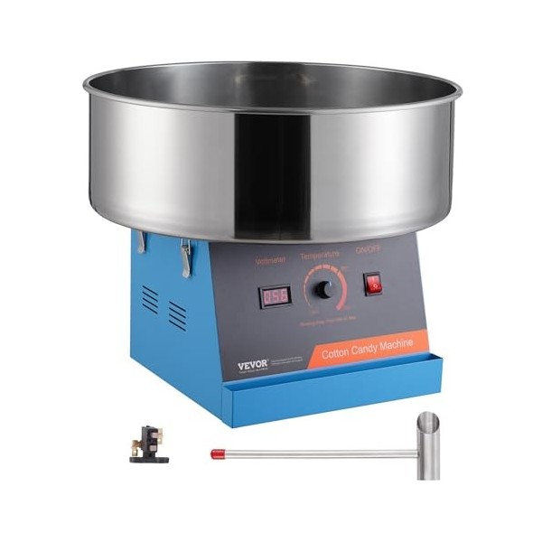 VEVOR Machine à barbe à papa électrique, 1000 W, appareil à barbe à papa commercial avec bol en acier inoxydable et cuillère 