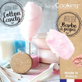 ScrapCooking - Kit Atelier Barbe à Papa - Avec 3 Préparations Sucre Barbe à Papa & 15 Bâtonnets - Saveur Cola & Barbe à Papa 