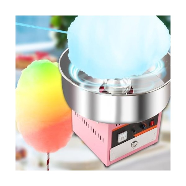 Machine à Barbe à Papa électrique Commerciale, Machine à Barbe à Papa électrique avec Bol en Acier Inoxydable, Musique, Parfa