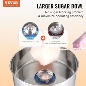 VEVOR Machine à barbe à papa électrique, 1000 W appareil à barbe à papa commercial avec bol en acier inox, cuillère à sucre e