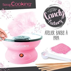 ScrapCooking - Machine Barbe à Papa - Kit Complet pour faire Barbes à Papa Maison : Avec Sucre, Bâtonnets & Cuillère Mesure -