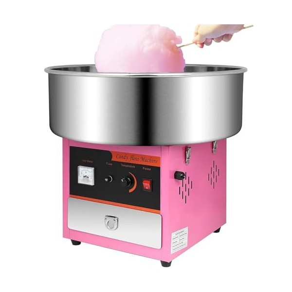 électrique Machine Barbe à Papa, 1000W Machine Barbe à Papa Professionnelle,Barbe a Papa Appareil avec Tiroir - Ø 52 cm, Parf