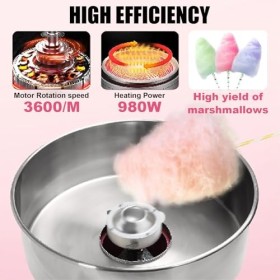 électrique Machine Barbe à Papa, 1000W Machine Barbe à Papa Professionnelle,Barbe a Papa Appareil avec Tiroir - Ø 52 cm, Parf