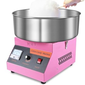 Machine à Barbe à Papa Professionnelle, 1000W Appareil à Barbe à Papa Commercial avec Bol en Inox Alimentaire et Cuillère à S