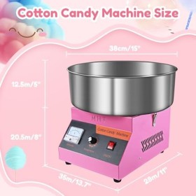 Machine à Barbe à Papa Professionnelle, 1000W Appareil à Barbe à Papa Commercial avec Bol en Inox Alimentaire et Cuillère à S