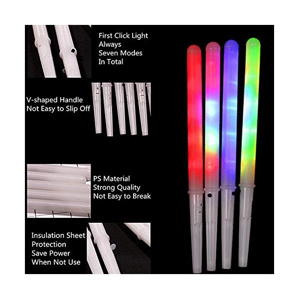Cône de Guimauve LED, 7 Modes de Couleur, Poignée Antidérapante en Forme de V, Bâtons Lumineux LED pour Machine à Barbe à Pap