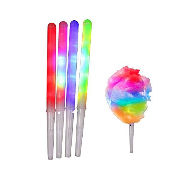 Spacnana Bâtons Lumineux LED pour Machine à Barbe à Papa, 7 Réglages de Couleur, Poignée en Forme de V, Bâtons de Guimauve An