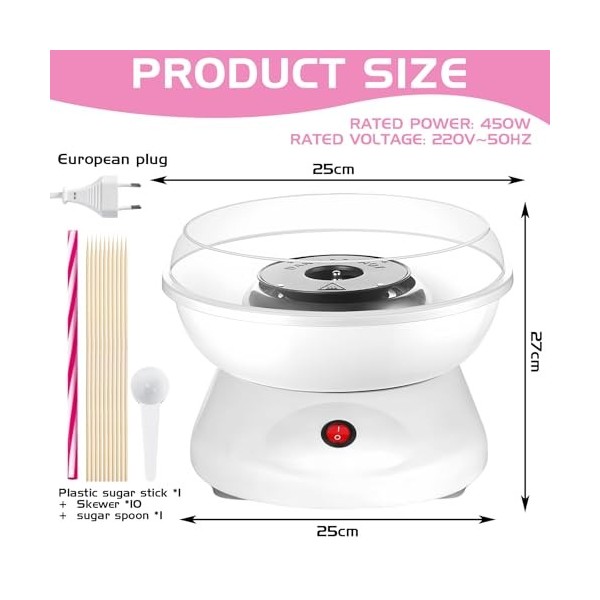 BORDEAG Machine À Barbe À Papa, Cotton Candy Machine, Machine À Bonbons en Coton, Électrique Candy Floss Maker 450w avec Acce