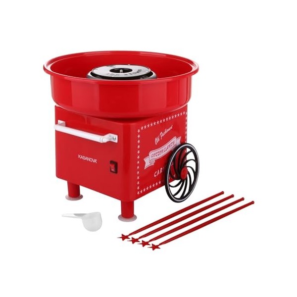 KASANOVA Machine à barbe à papa W500 Rouge Blanc