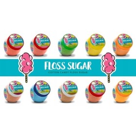 Floss Suger Barbe à papa sucre 10 saveurs et couleurs naturelles / Set de 1 kg : chocolat/piña colada/pomme/cerise/citron/g