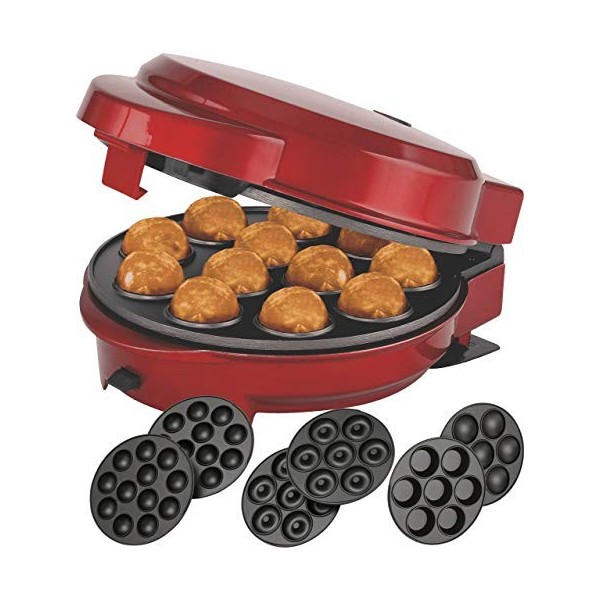 Melissa 16250072 3 en 1 Moule à donut et popcake 3 plaques de cuisson interchangeables Rouge métallique