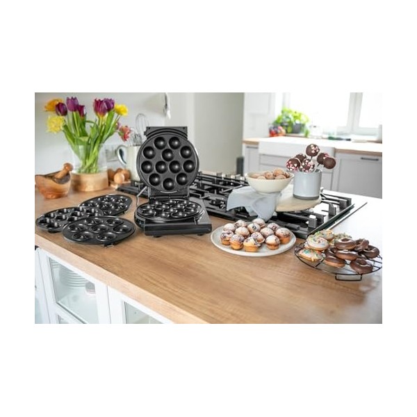 Steba Appareil électrique Cake Maker 3 en 1, 3 plaques antiadhésives pour cake pops, muffins et beignets, plaques facilement 