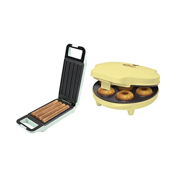 Bestron Appareil à Churros, Jusqu’à 4 Churros, Design Rétro, 700 Watts, Sweet Dreams, Menthe & Appareil à Donuts au Design Ré