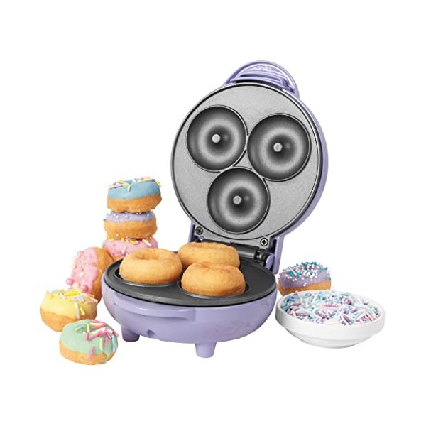 Petra PT5535BLVDE Gaufrier de fête 3 en 1 : mini-encas, 3 plaques antiadhésives amovibles 11,8 cm, préchauffage 3 min, gaufri