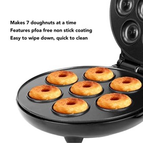 Donut Maker, 1000W Surface Antiadhésive Mini Donut Maker Machine Double Face Heating Electric Donut Maker, Fait 7 Donuts, pou