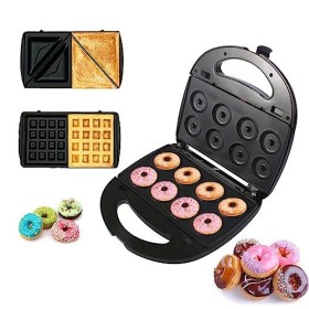 Baotkere Donut Maker 3 en 1 gaufre électrique sandwich machine panini Press grill iron set avec 3 interchangeables amovibles 