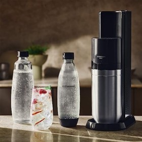 SodaStream Machine à gazéifier Duo avec Cylindre de CO2, 2 Bouteilles en Verre de 1 l et 2 Bouteilles en Plastique de 1 l lav