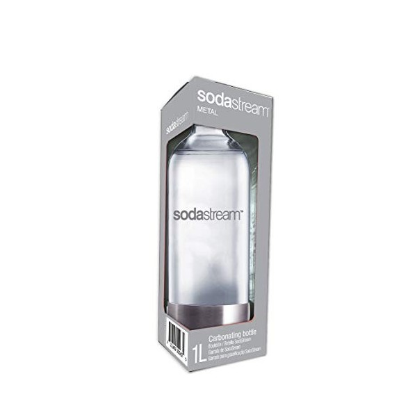 sodastream Bouteille de Gazéification Classique Base Métal, Grand Modèle 1 L, Matière : Pet, sans BPA